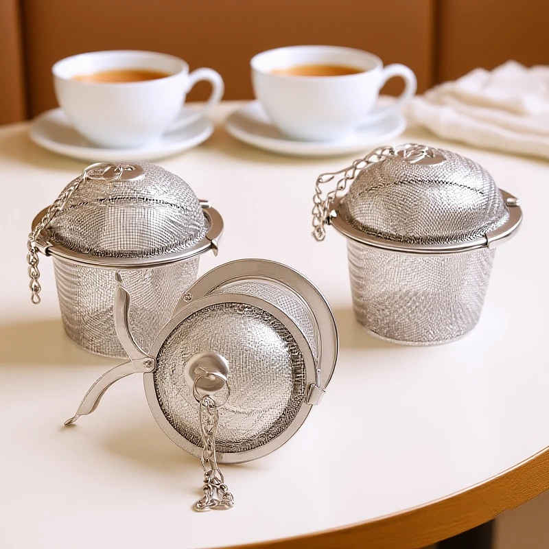 Tea Spice Strainer Seasoning Ball Mesh Herbal Ball Stainless Steel Teakettle Locking Tea Filter