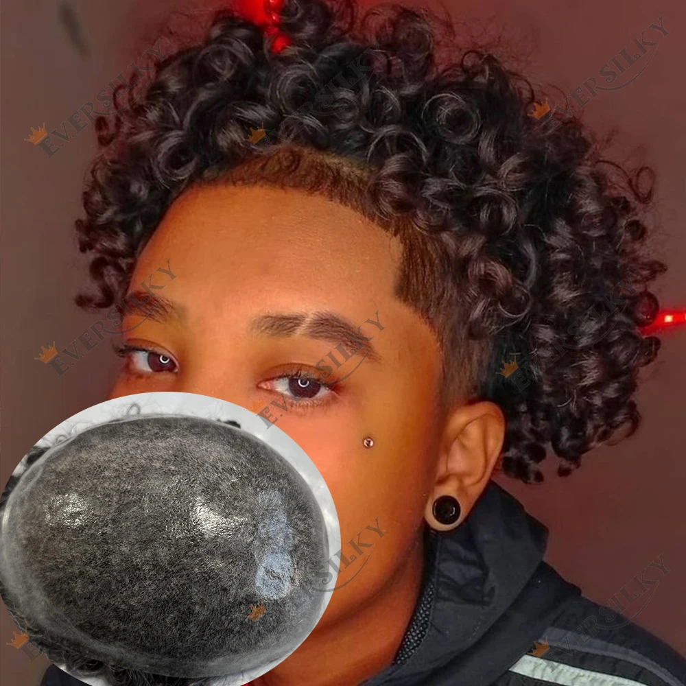 

Мужской парик-накладка 18 мм, афро-кудри, светло-коричневый, блонд, серый, черный, с тонкой HD-полиуретановой основой, из натуральных человеческих волос, прочный силиконовый капиллярный протез