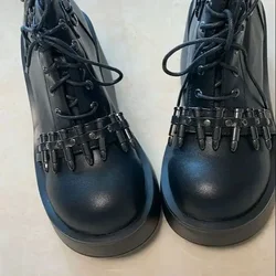 Ankle High Heels Army Chunky Sneakers Women Side Zip Lace Up Creepers Combat Shoes Boots Round Toe Fur Lined Military Leisure