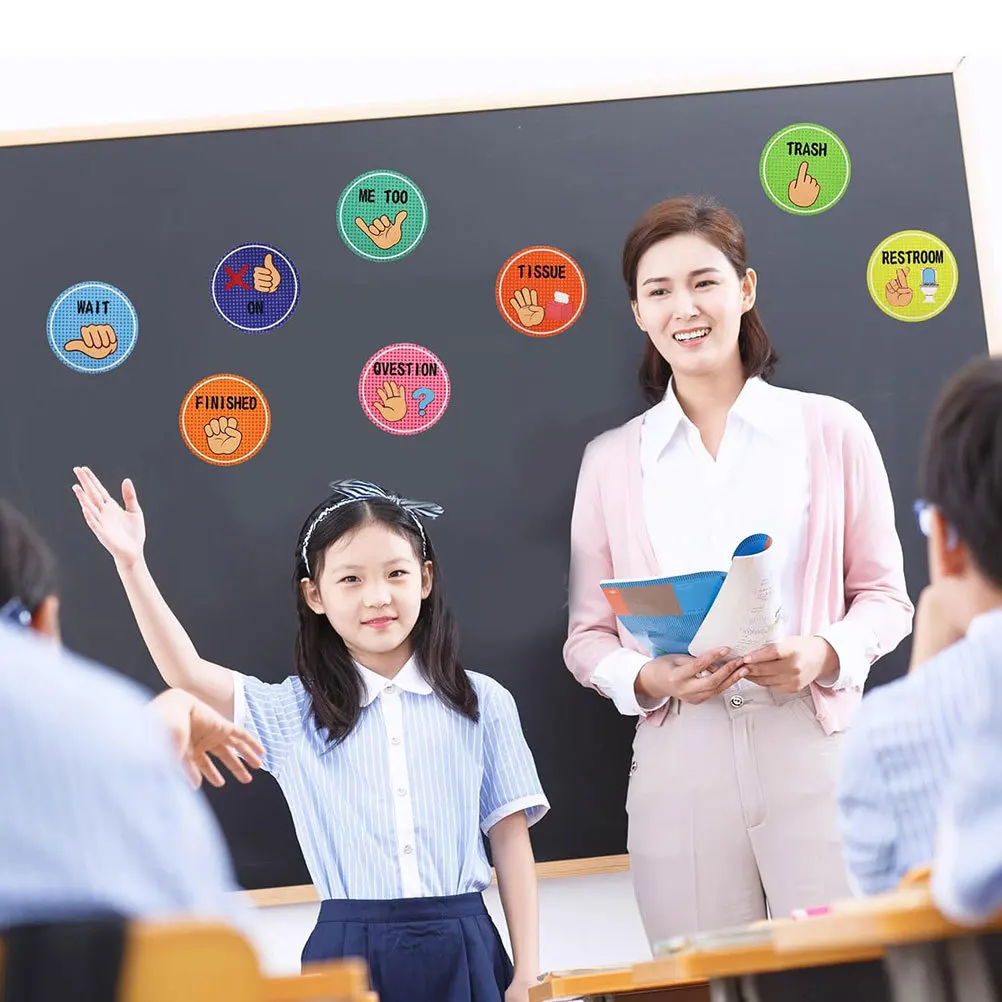 1Set Classroom Hand Signal Posters Educational Visual Cues for Kindergarten Elementary School Nonverbal Communication Classroom