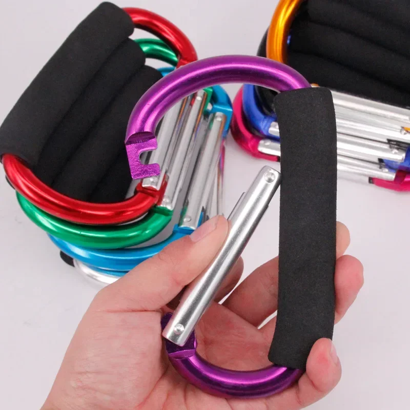 Ultra Big Size Carabiner Large D Button Sponge Handle Buckle D-Ring Shape Aluminum Alloy Sponge Shopping Hook Random Color