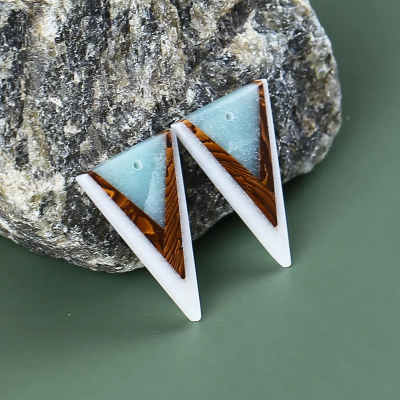 Jewelry DIY Marking accessories Triangle Amazonite White Jade Boulder Opal Intarsia Gemstone beaded earrings 30x20x4mm-5.6g