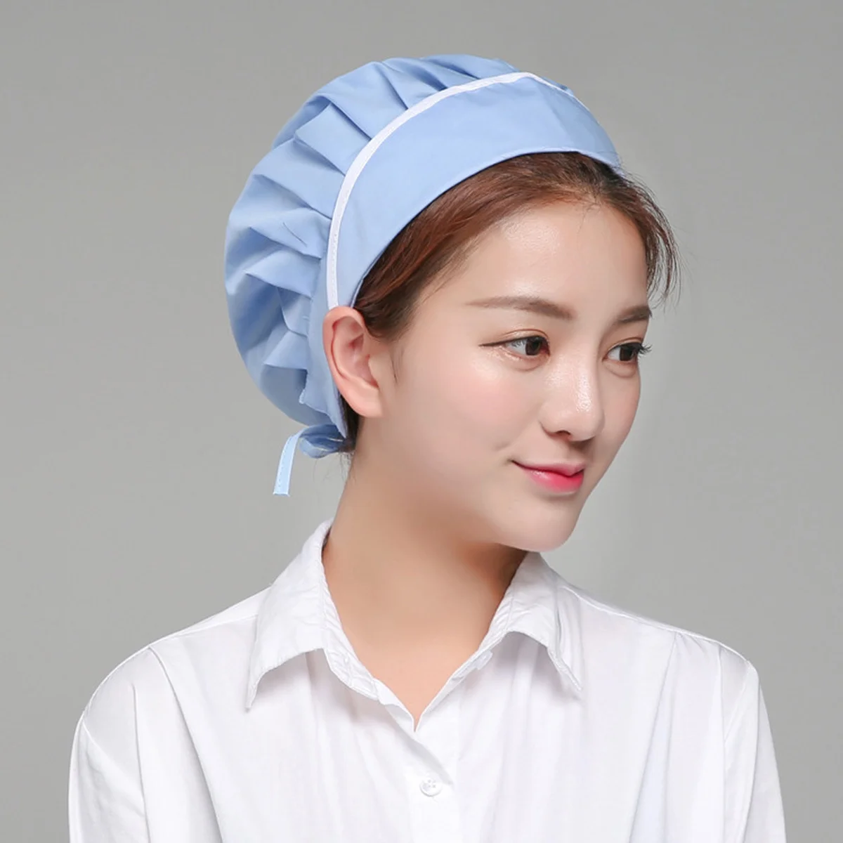 Chapéu de chef antipoeira, algodão premium, leve, respirável, chapéu de cozimento de alimentos, boné de trabalho ajustável com cadarço puro, 1 peça