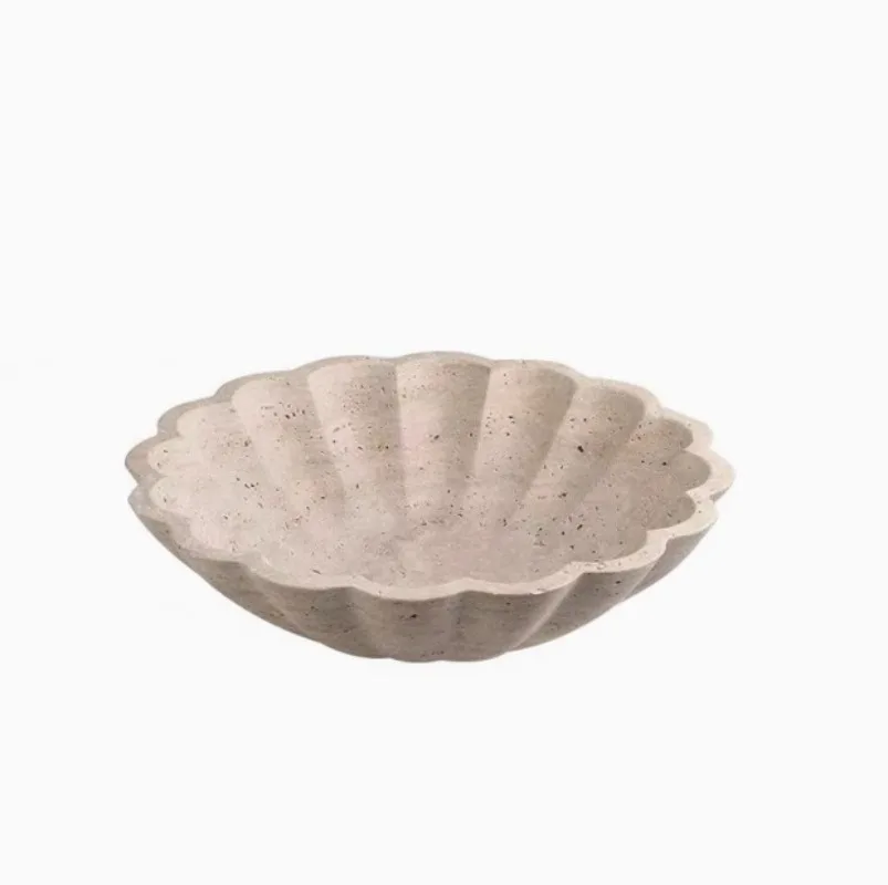 Stone shell-shaped decorative fruit plate basin home storage plate desktop high-end second-hand storage plate ornament