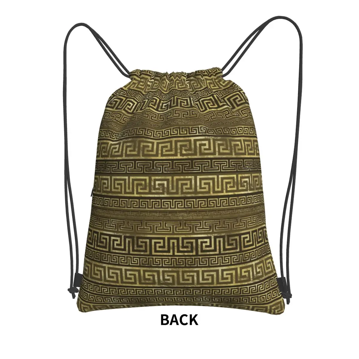 Greek Keys Meander Gold On Black Backpacks Portable Drawstring Bags Sundries Bag Book Bags for Travel School