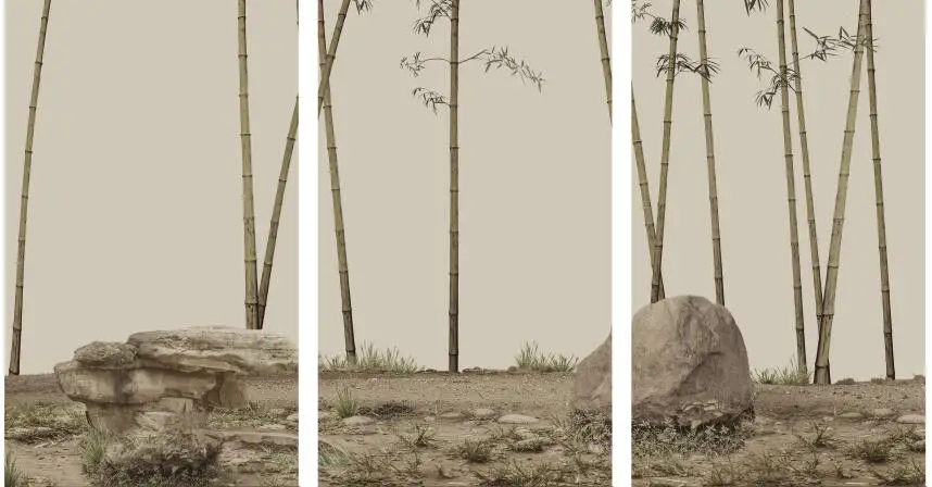 

MT0383 Chinese Style green bamboo landscape Print Art Canvas Poster For Living Room Decor Home Wall Picture