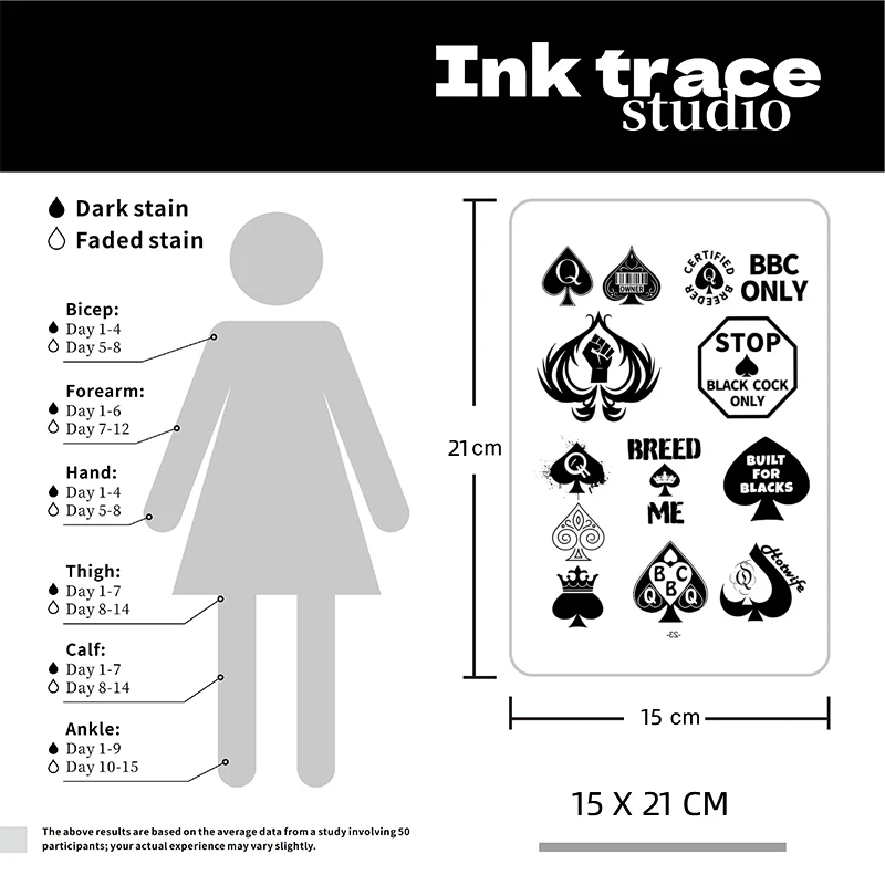 1/2PCS Waterproof Temporary Tattoos with Spades Design (Women's Style), Fake Tattoos, Body Stickers, Holiday Tattoos