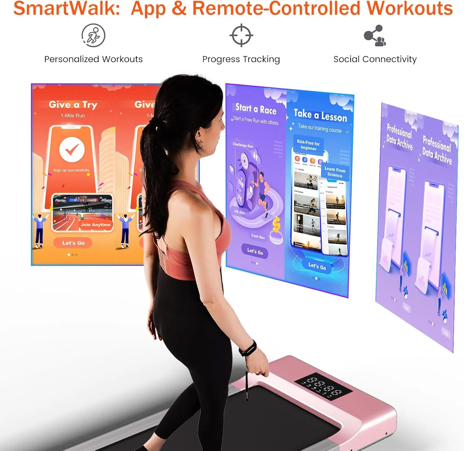 Upgrade Walking Pad, Smart Under Desk Treadmill for Home Office with Remote Control, LED Display, 2.5 HP Walking Machine