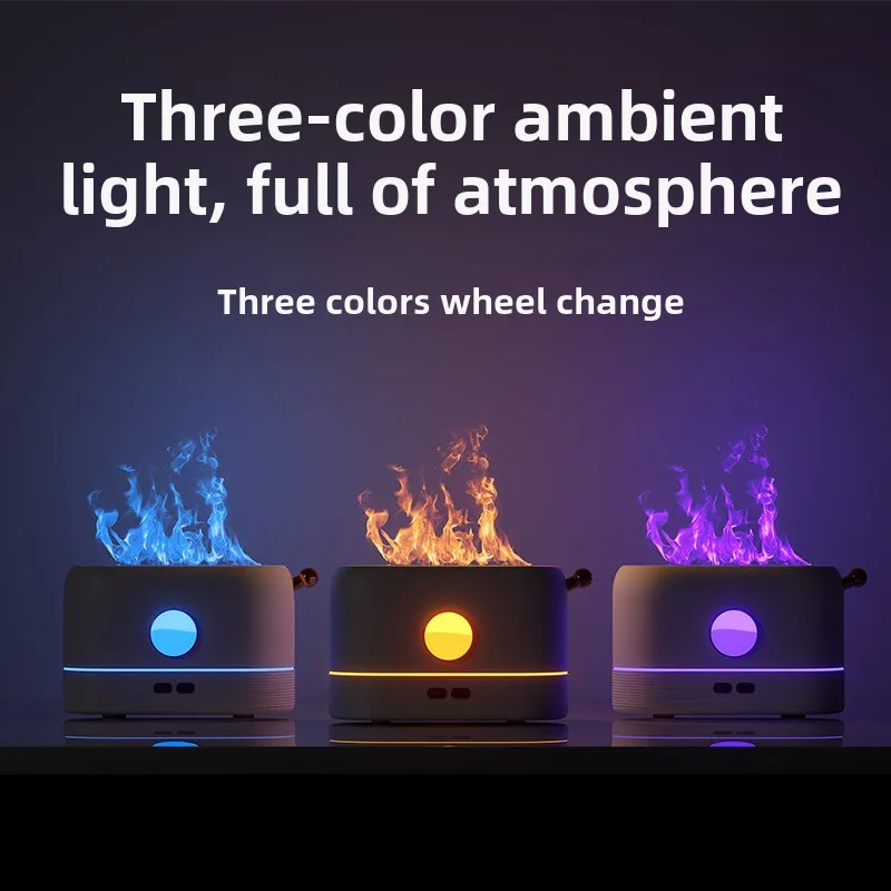 Maszyna do aromaterapii z zimnym płomieniem, domowy, kreatywny prezent USB, nawilżacz do aromaterapii, trójkolorowe światło zmiennego płomienia