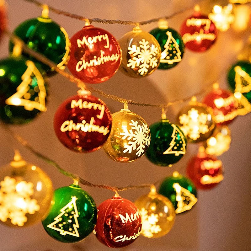 

2024 Christmas String Lights Santa Claus Christmas Balls Decoration Lighting Strings for Xmas Tree Navidad New Year Home Decor