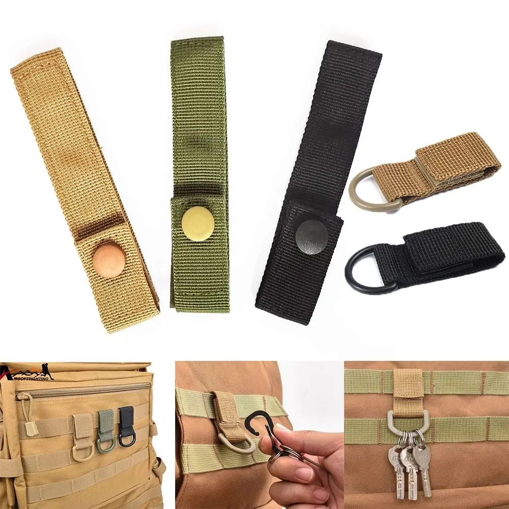 Molle Ribbon Belt Hooks Bottle Holder Hanging Webbing Buckle Hiking Climbing Carabiner Backpack Hanger Key Hook Clip