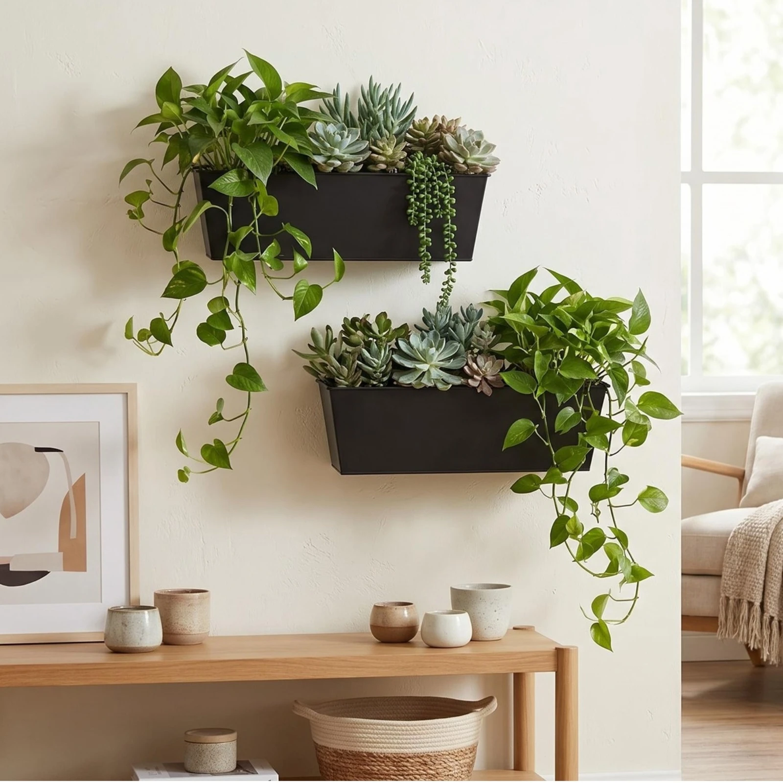 3 Pieces Wall Planter with Hooks Tapered Wall Mounted Planter Outdoor Long-Lasting for Gardeners, Balcony, Patio