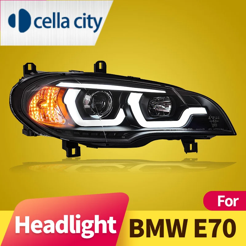 

Headlight Assembly for BMW X5 2007-2013 LED Daytime Running Light Dual Beam Lens Halogen Turn Signal