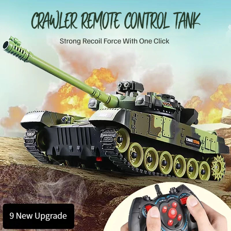 RC Tanks Large 2.4G 9 Channels Sound Effects Tracked Remote Control Battle War Tank Simulated Toys for Boys Men\'s Children\'s Toy