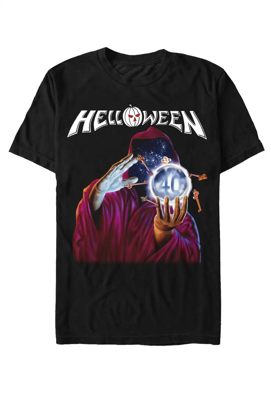 

Helloween Keeper 40-летние периферийные узоры с принтом, летние роскошные брендовые хлопковые мужские и женские футболки с короткими рукавами