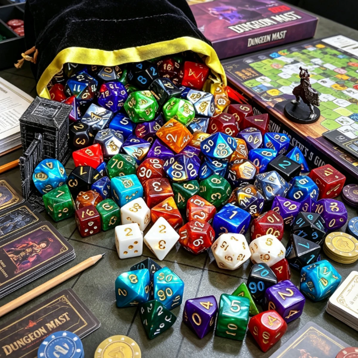 28Pcs 7-Color RPG Dice Kit with 7 Complete D4-D20 Sets in Random Colors, Essential Tabletop Game Accessories ZSY