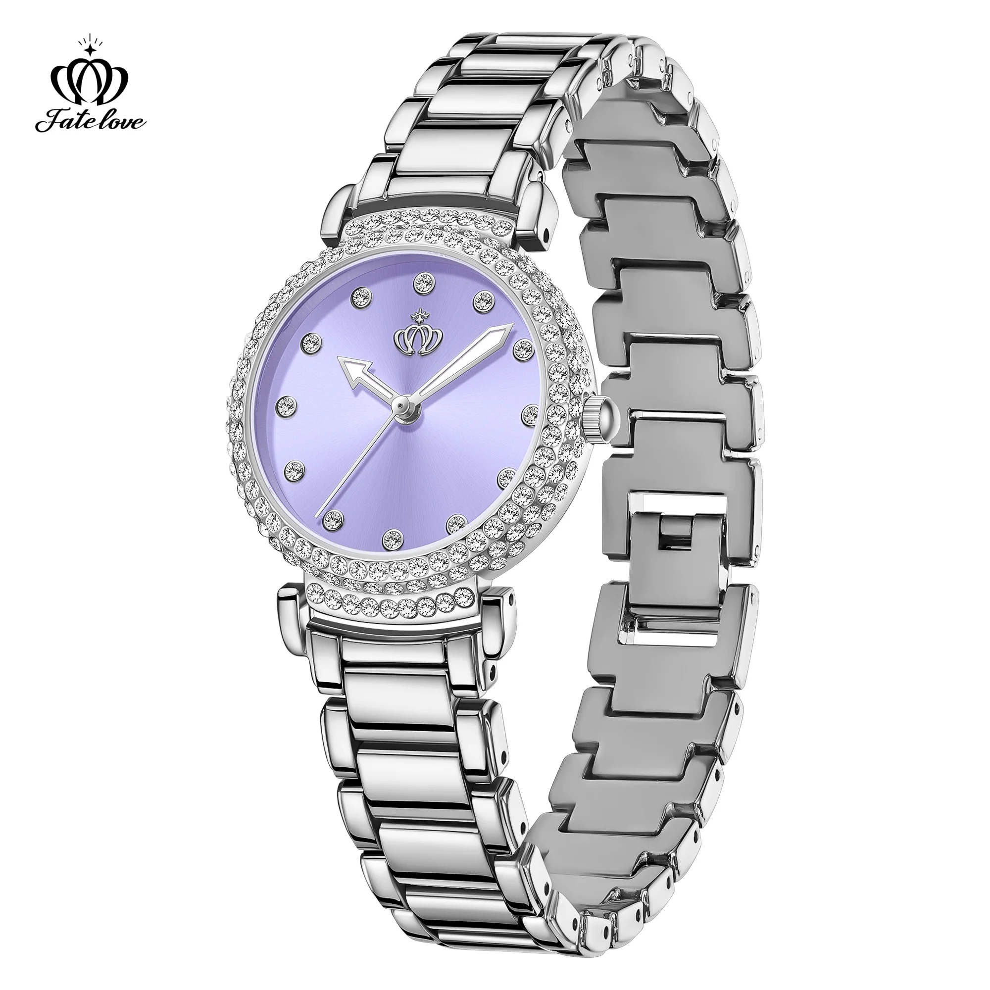 Fatelove 927 Original Quartz Watches for Women Fashion Steel Strap Luminous Waterproof Diamond Bezel Elegant Ladies Wristwatches