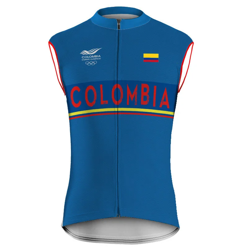 Colombia Vest Sleeve Cycling Top Road Bike Wear Motocross Bicycle Jacket Sport Black Clothes Closure Shirt Bull Jersey Trail