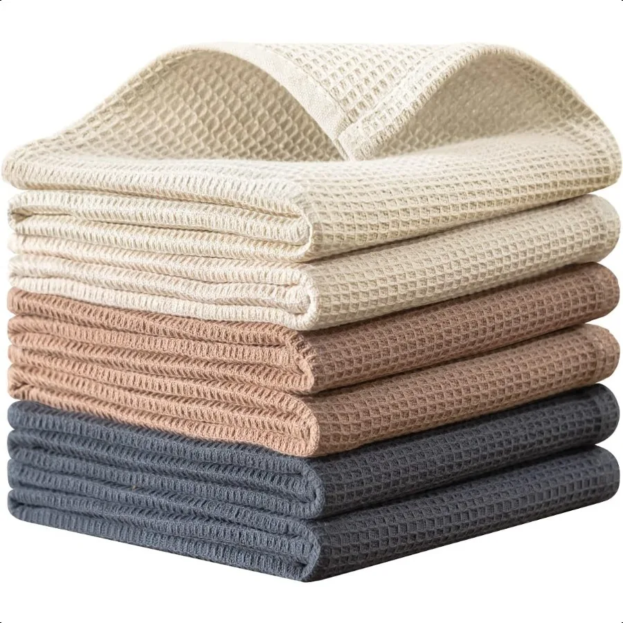

Dish Towels Set100 Cotton Waffle Weave Kitchen Towels 6 Pack 17 x 25 Inches Dish Towels for Kitchen er Absorbent for Drying and