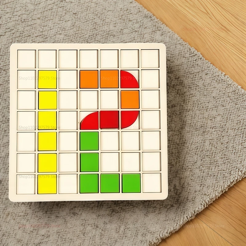 Colorful Geometric Shapes Puzzle Toys 120Pcs Wooden Blocks Kids Montessori Games Educational Toddler Gift Creative Learning Play