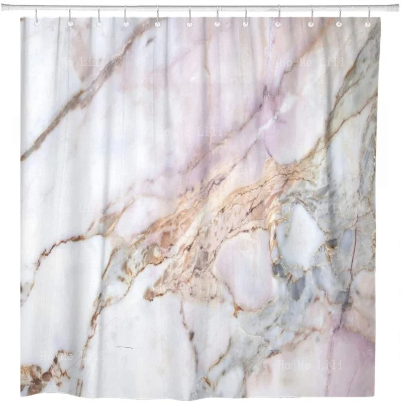 ArtSocket Shower Curtain Pink White Purple Gold Marble Pattern Texture Gray Black Stone Light Granite Ink Art Painting Decor