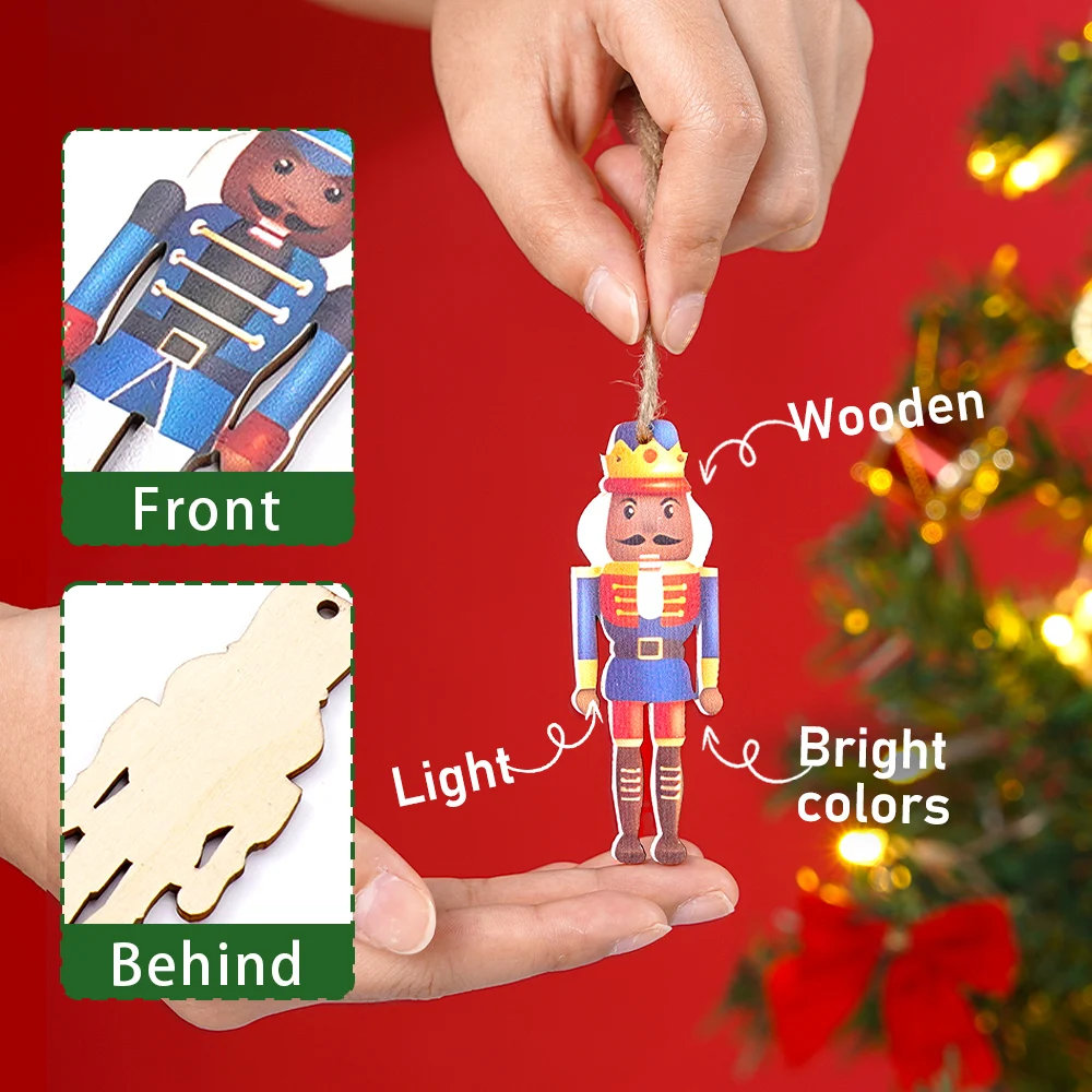 12Pcs 8/13cm New Christmas Nutcracker wooden ornament set Party atmosphere decorate Christmas tree hanging with New Year gifts