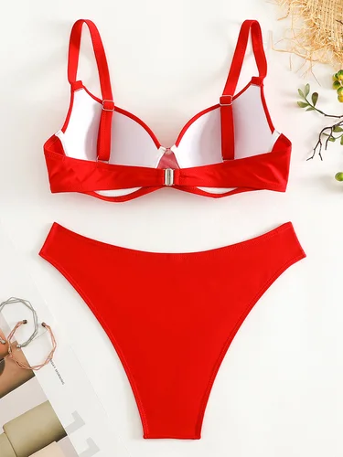 Imagen 2 del producto Bikini brasileño con copa de sujetador con aros, traje de baño femenino, traje de baño para mujer, conjunto de Bikini de dos piezas, bañador Push Up, traje de baño para nadar para mujer