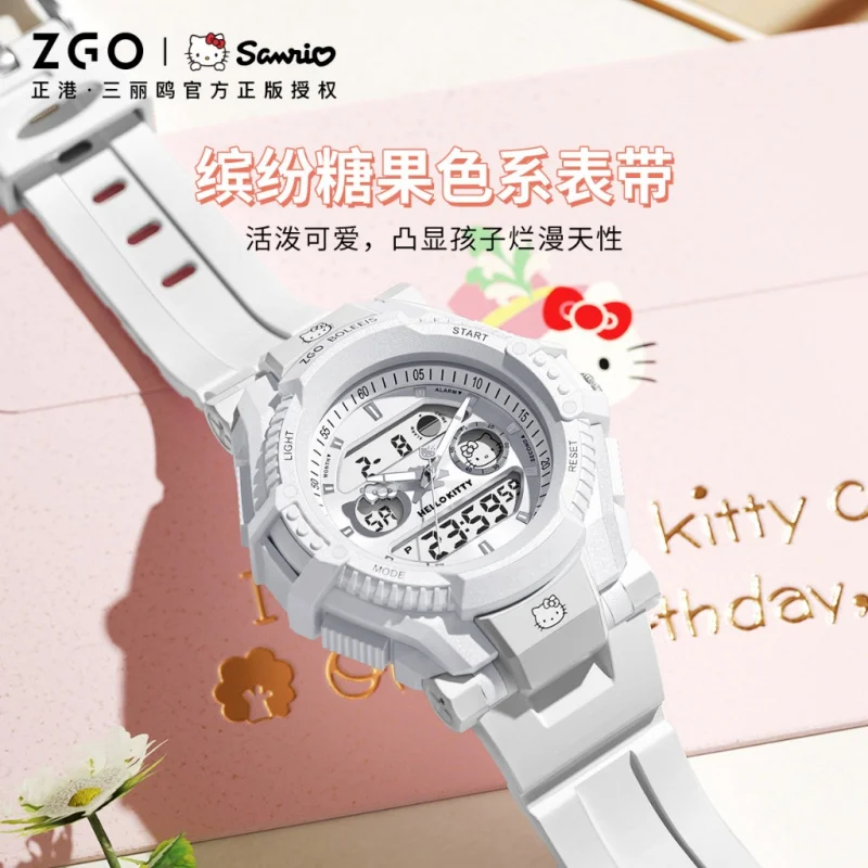 ZGO Sanrio Hello Kitty Kids Watch for Middle School Students, Multifunctional Dual Display Waterproof Digital Watch Gift 8391