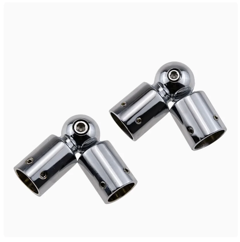 Thickened stainless steel round pipe connector Glass door tie rod fixed rod movable head joint Bathroom corner universal rod