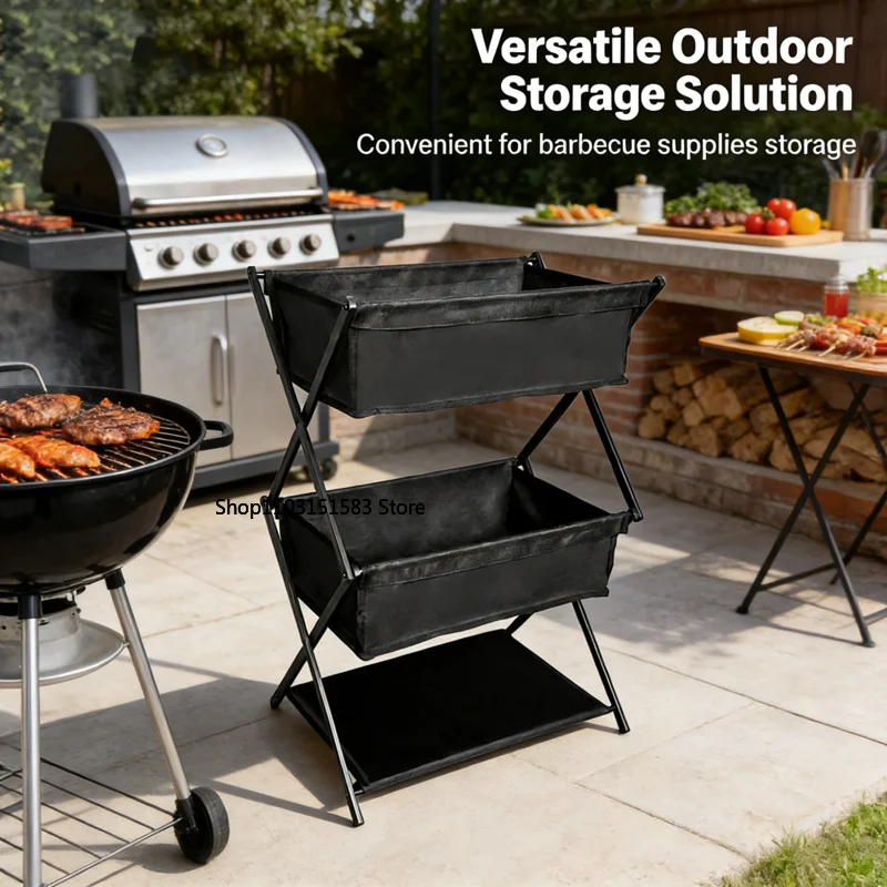 

Новая складная трехъярусная полка для кемпинга, многофункциональная стойка для хранения для барбекю на открытом воздухе