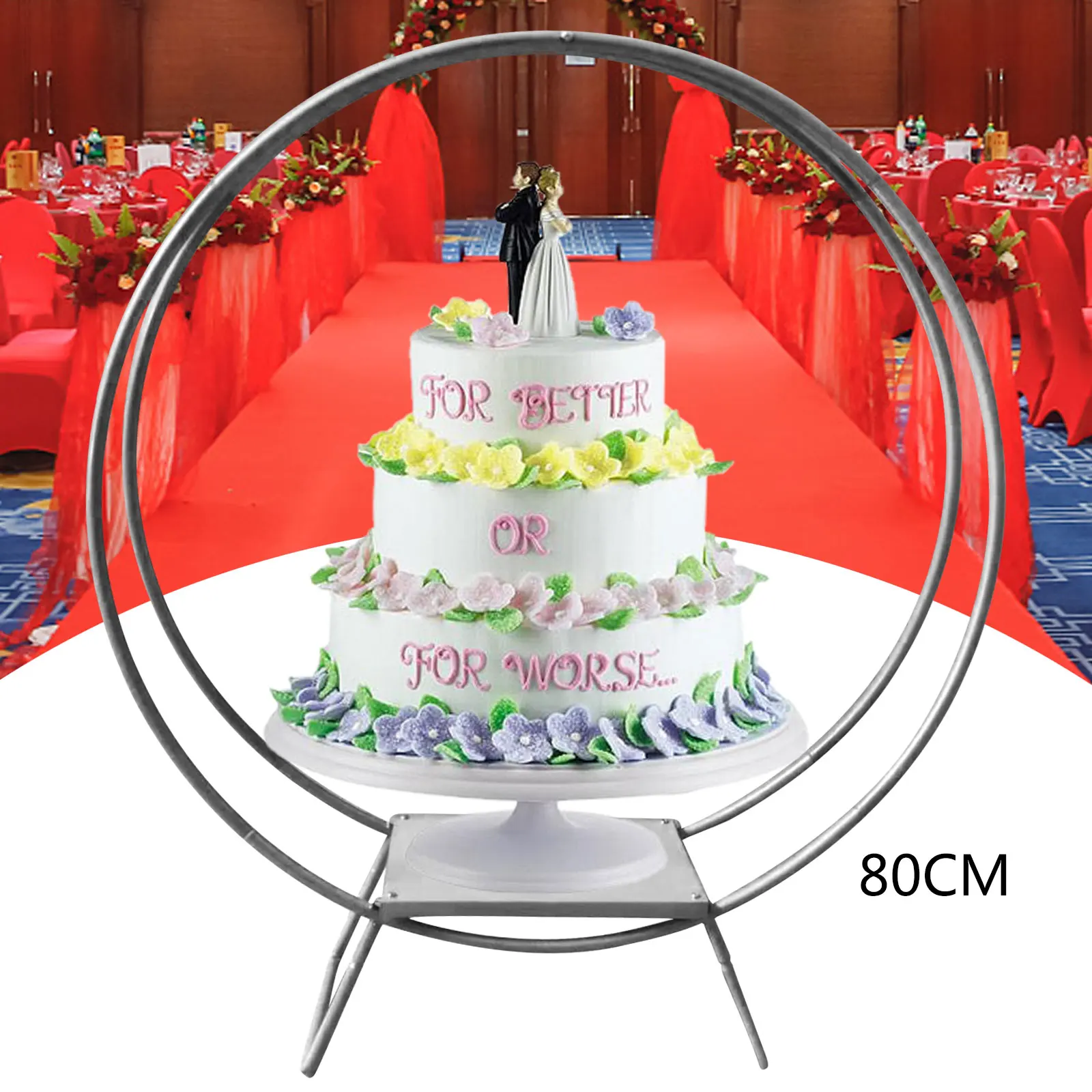 80cm Sliver Wedding Balloon Bow Cake Display Rack DLY Decor Frame Stand