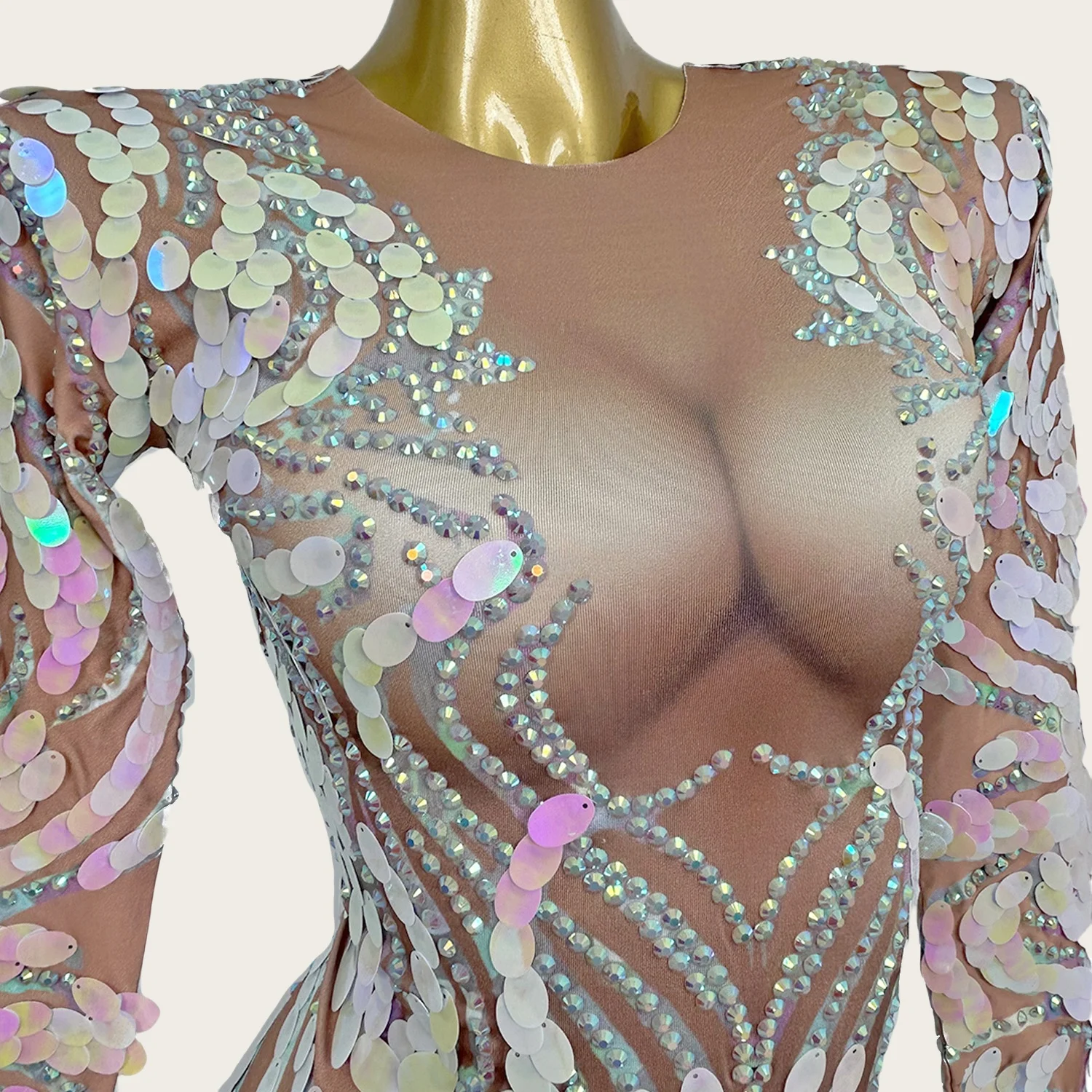 Baiyusan Sparkly Rhinestone Sequins ชุดราตรีเซ็กซี่ผู้หญิง Spandex ความยาวชุดวันเกิดพรหมชุดยาวถ่ายภาพสวมใส่