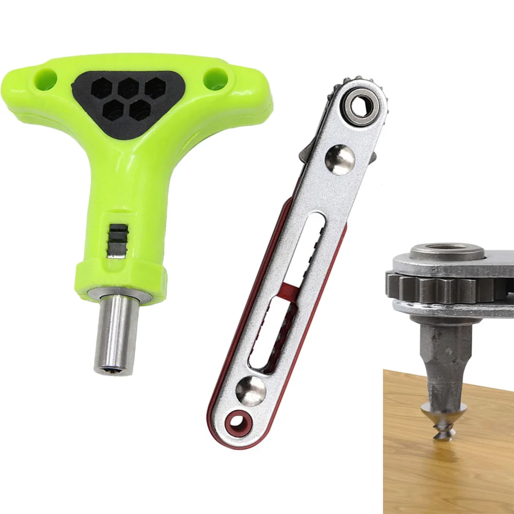 Two-Way Ratchet Wrench Hexagon Screwdriver Repair Tool With Storage Holes For 6.35mm Bits And Adapters