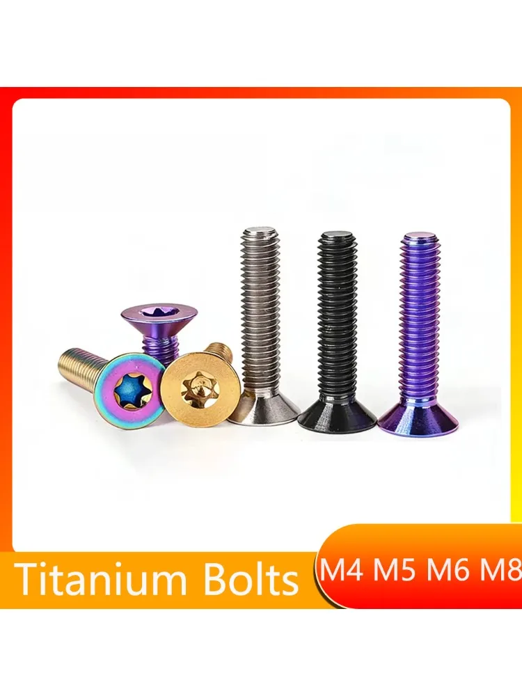 AliExpress NONE Flat Head Six Lobe Torx Screw M3 M4 M5 M6 TC4 Titanium Countersunk Flat Head Screw for Bicycle Brake Motorcycle Engine Upgrade