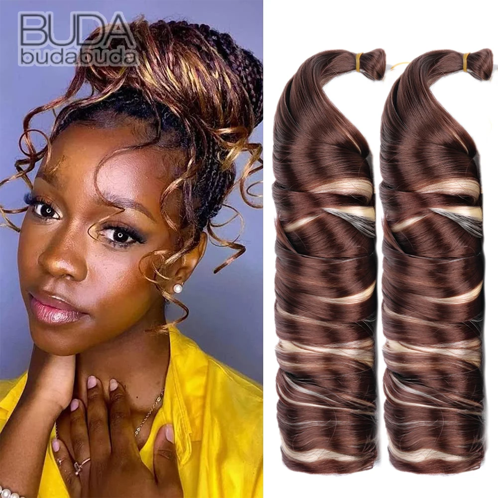 Vague lâche spirale Curl tresses cheveux synthétiques rebondissants tressage cheveux 24 pouces français bouclés Crochet tressage Extension de cheveux pour les femmes cheveux pré-étirés