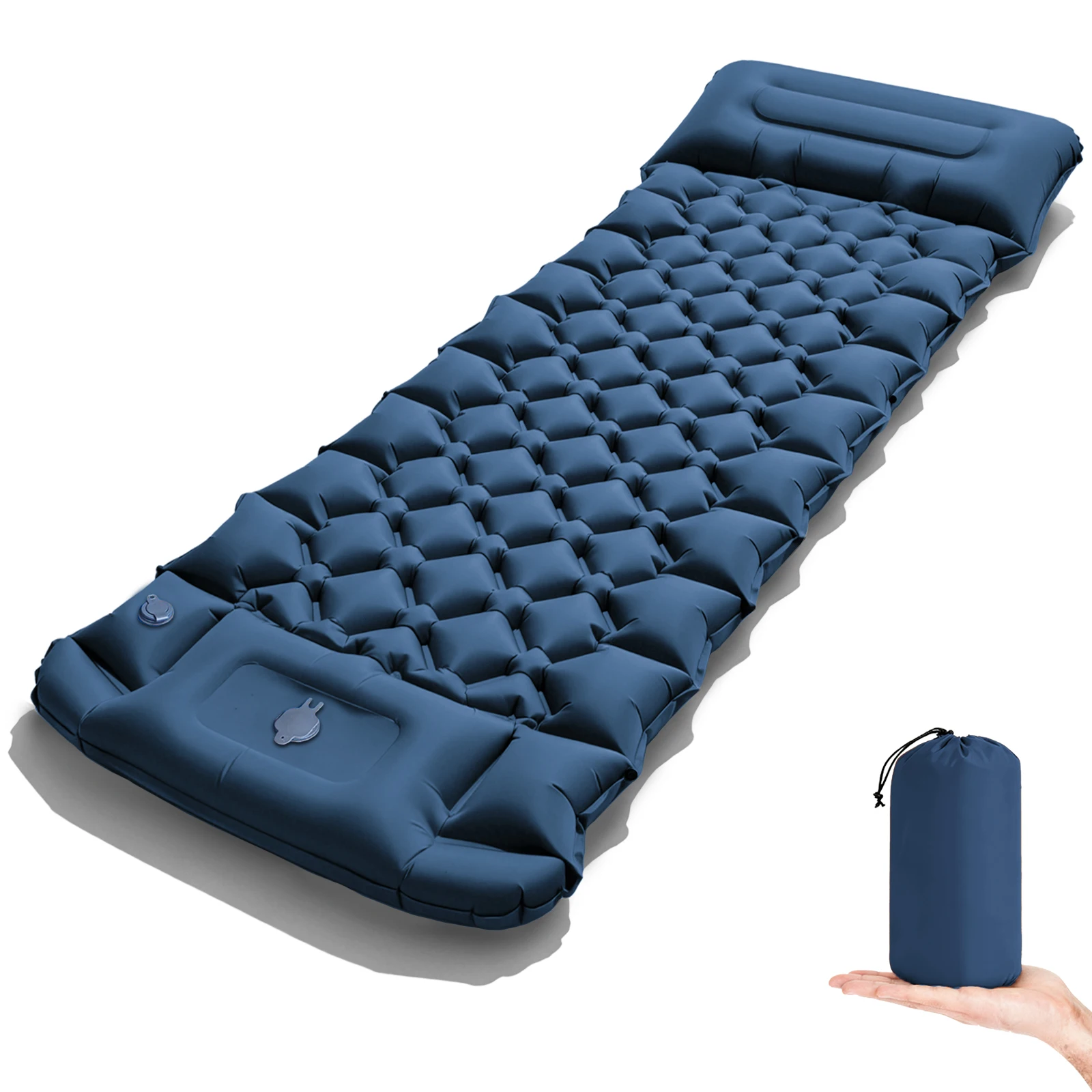 2026! Dikker Campingmatras Opblaasbaar Matras Slaapbed Tent Vochtbestendig Ingebouwde Voetpomp Slaapmat met Kussen