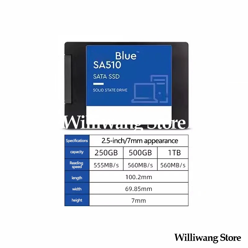 Original Digital Blue SA510 250G 500G 1T 2.5inch Notebook SATA SSD SA510 1TB Desktop Computer WDS500G2B0A