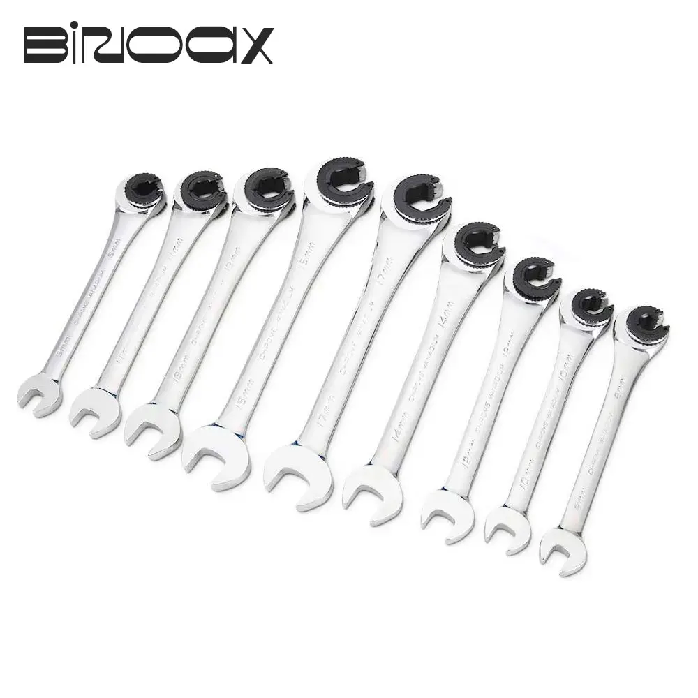 

Binoax 8-19MM Tubing Ratcheting Socket Wrench Set Fixed Open Head 72 Teeth Chrome Vanadium Steel Car Tools