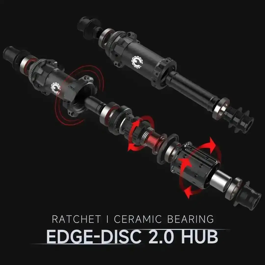 ELITEWHEELS EDGE 2.0 Carbon Disc Wheelset Ultralight 1270g Ratchet System 36T HUB Wing 20 Spoke Centert lock Ceramic bearing hub