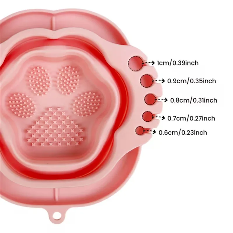 Foldable Cat Paw Silicone Makeup Brush Cleaning Bowl Portable Collapsible Makeup Sponge Washing Scrub Mat with Brush Holder Slot view 3