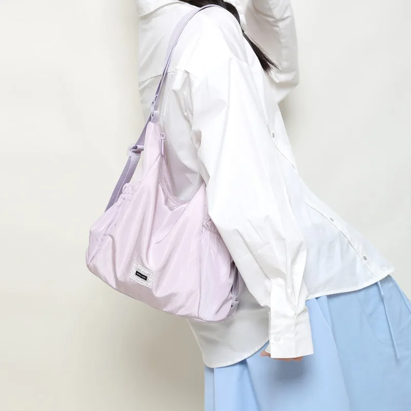 

Новая многофункциональная сумка-тоут большой емкости в студенческом стиле, универсальная нейлоновая сумка через плечо для девочек