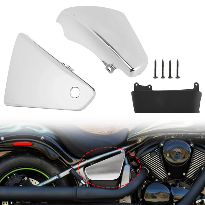 

For Kawasaki Vulcan VN900 Classic Custom 2006-2020 Motorcycle Chrome Battery Side Fairing Covers Frame Guard Protector