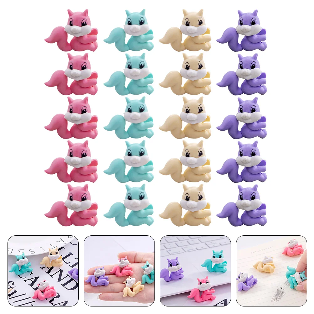 20 Pcs Eraser Adorable Animals Erasers Cartoon Squirrel Lovely for Kids Toy Students Stationery Kindergarten Gifts