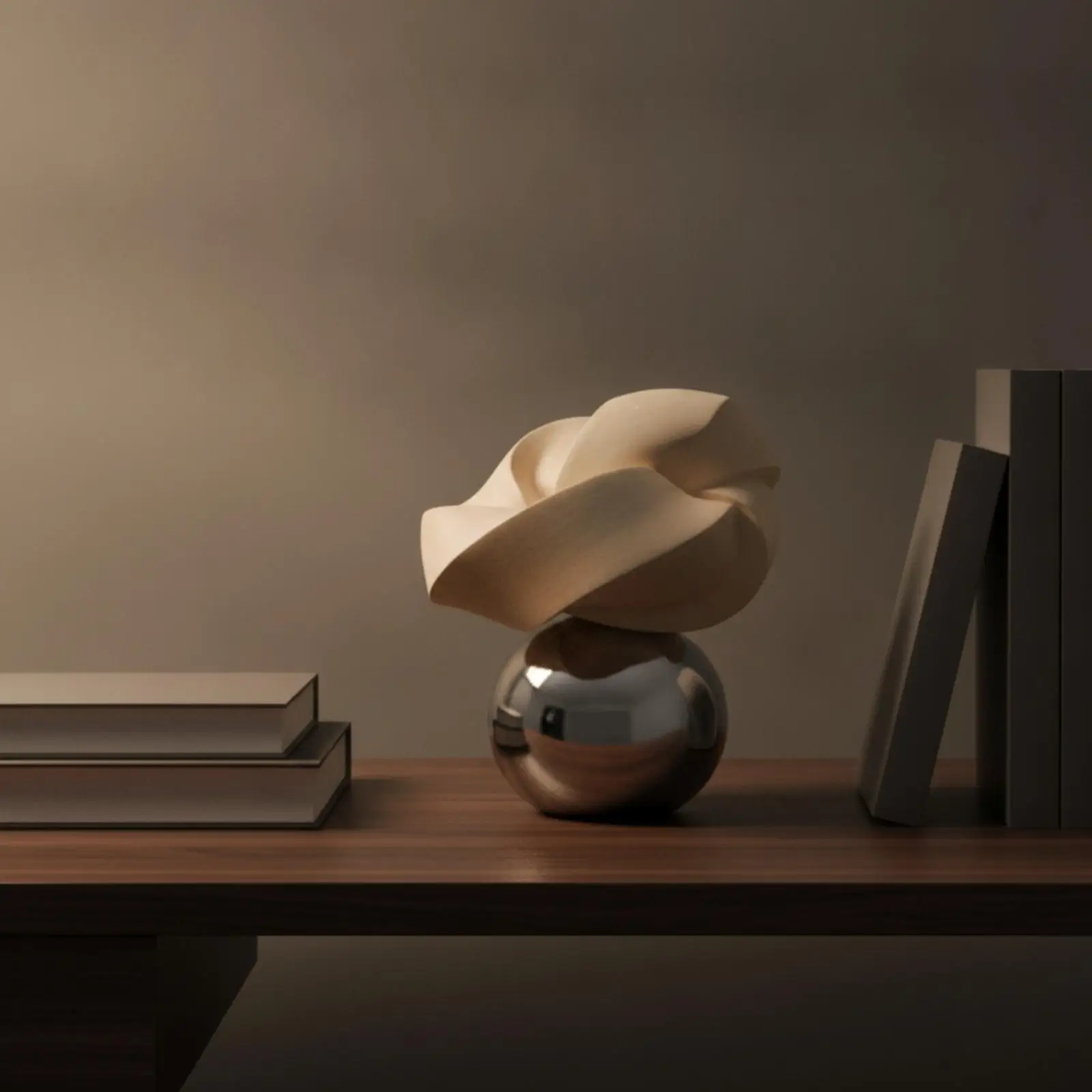 Tabletop Sculpture Modern Sculpture with Spherical Base Reflective