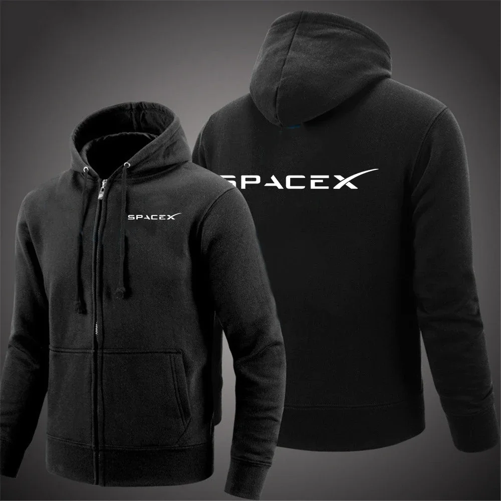 2024 New Space X SpaceX Travel Tri-color Hooded Jacket Spring and Autumn Men Comfortable and Leisure Slim-fit Spliced Zipper Top