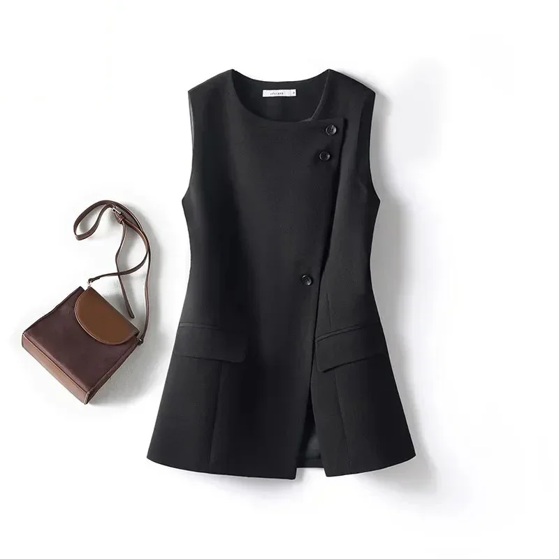 LIBIELIY Spring Autumn 2025 New Korean High-end Fashion Vest Women Office Casual Loose Sleeveless Blazers WaistCoat Outwear Ladi