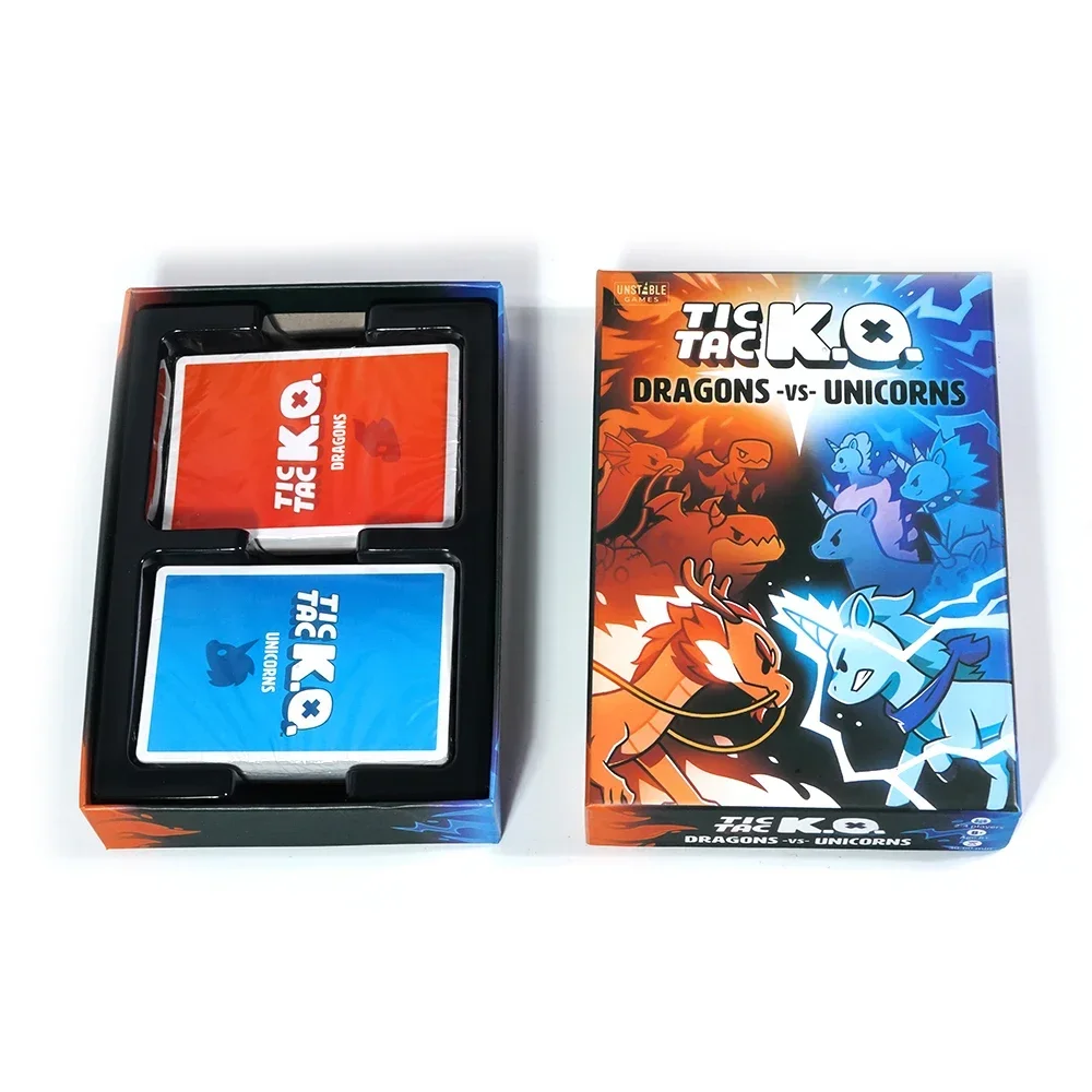 Unstable Games Tic Tac K.O. Dragons Vs Unicorns Base Game Quick-To-Learn Team Card Game 2-4 Players Great For Game Night