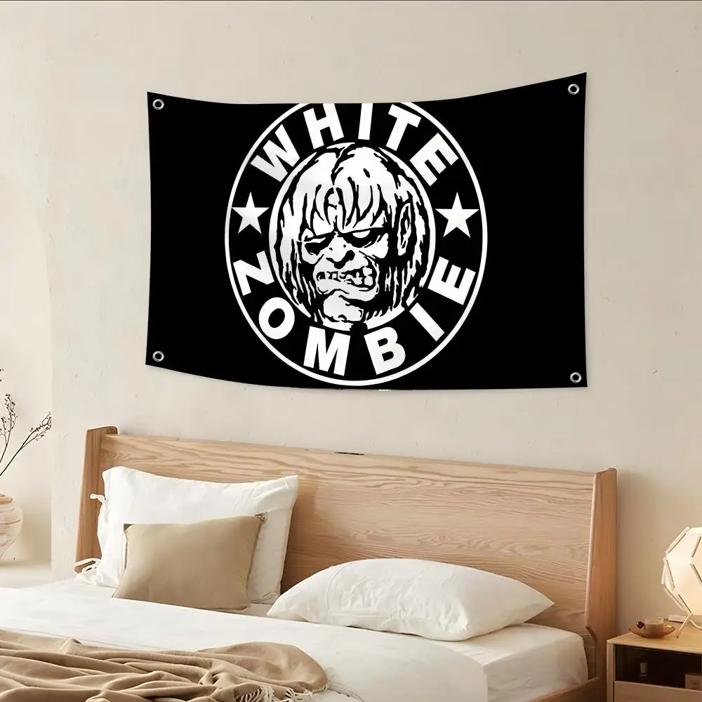 Band-W-WHITE Z-Zombies Flags Custom Wall Hanging Background Art Banner For Bedroom Home Living Room Outdoor Decor