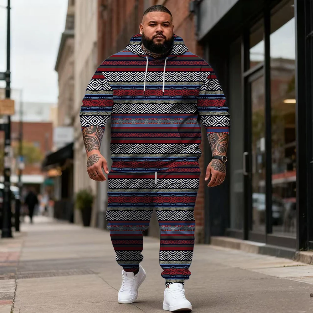 

S-9xl Мужская толстовка больших размеров большого и высокого размера: Этнические элементы — одежда из двух предметов, дышащий материал, стильный дизайн