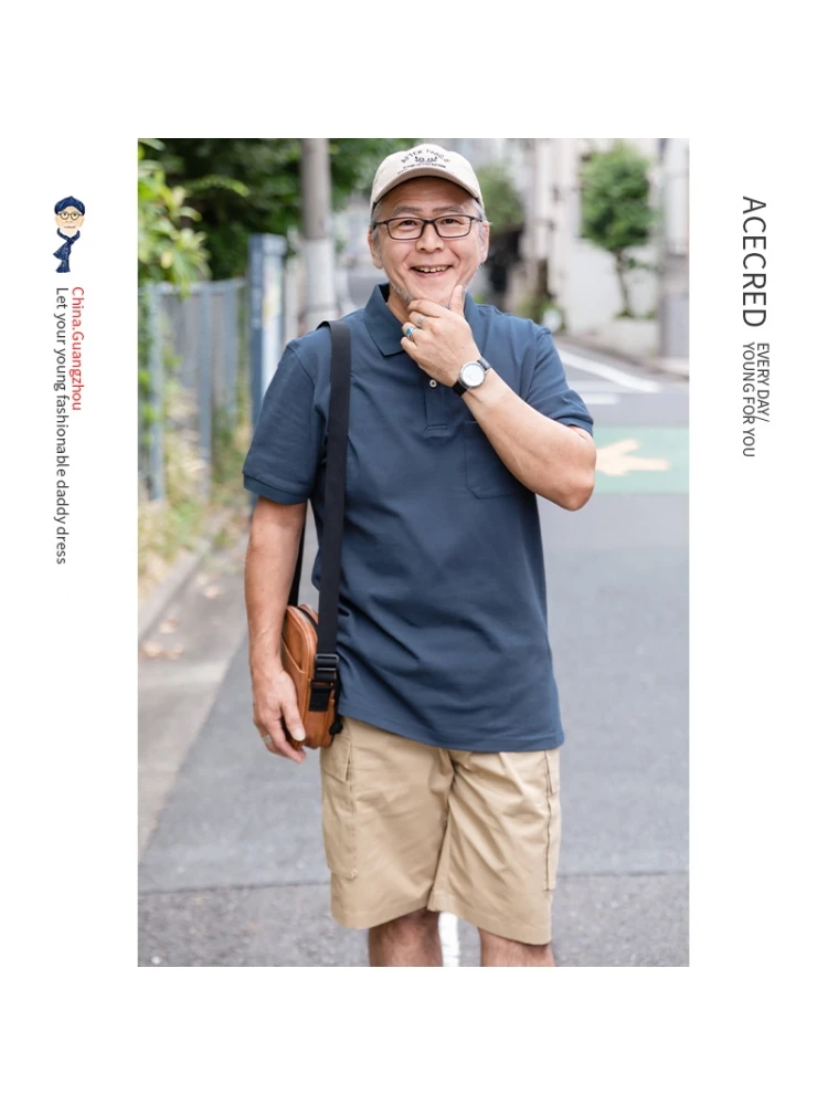 

Summer Casual Sportswear Set for Middle-Aged And ly Men Pure Cotton ort-Sved irt And andpa ort Pants